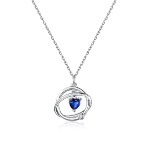 Colier din argint Blue Heart Circles