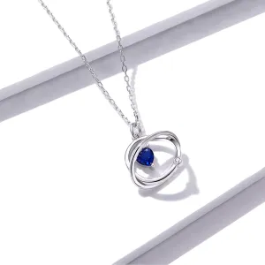 Colier din argint Blue Heart Circles