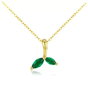 Colier din argint Golden Green Leaves