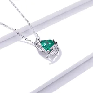 Colier din argint Green Winged Heart