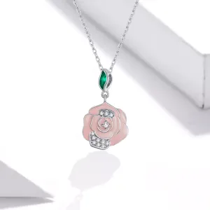 Colier din argint Pink Flower