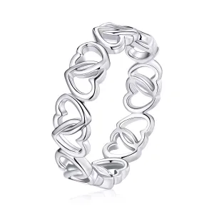 Inel din argint Hearts Band