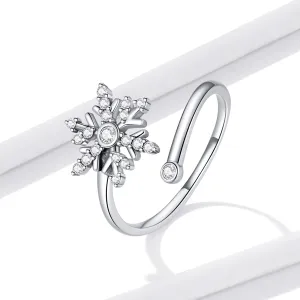Inel din argint reglabil Snowflake Dream