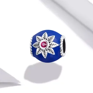 Talisman din argint Blue Charm with Flower