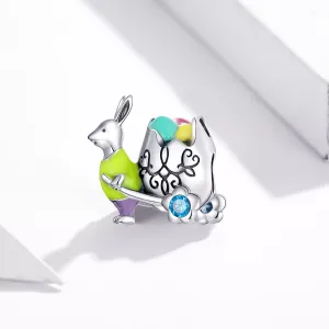 Talisman din argint Bunny with Easter Egg