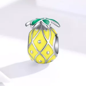 Talisman din argint cu Ananas Galben