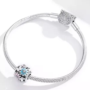 Talisman din argint Flowers and Butterflies Charm
