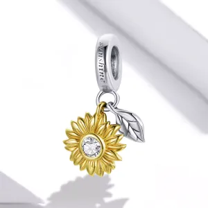 Talisman din argint Golden Sunshine Flower & Leaf