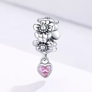 Talisman din argint Pink Pendant Flower
