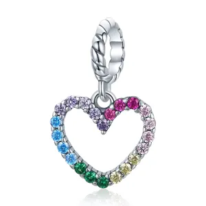 Talisman din argint Rainbow Shiny Heart