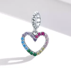Talisman din argint Rainbow Shiny Heart