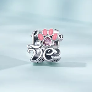 Talisman de argint Love Pink Paw