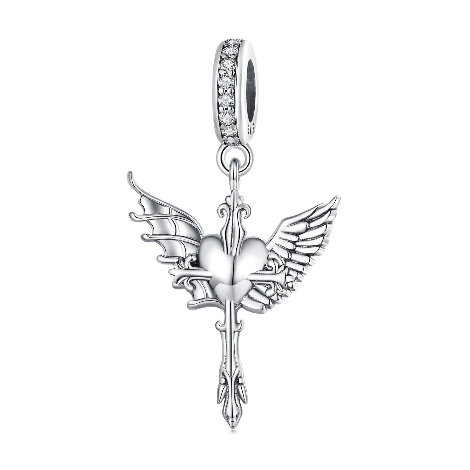 Talisman din argint angel demon cross