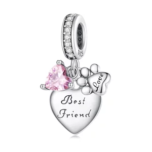 Talisman din argint Best Friend Pink Love
