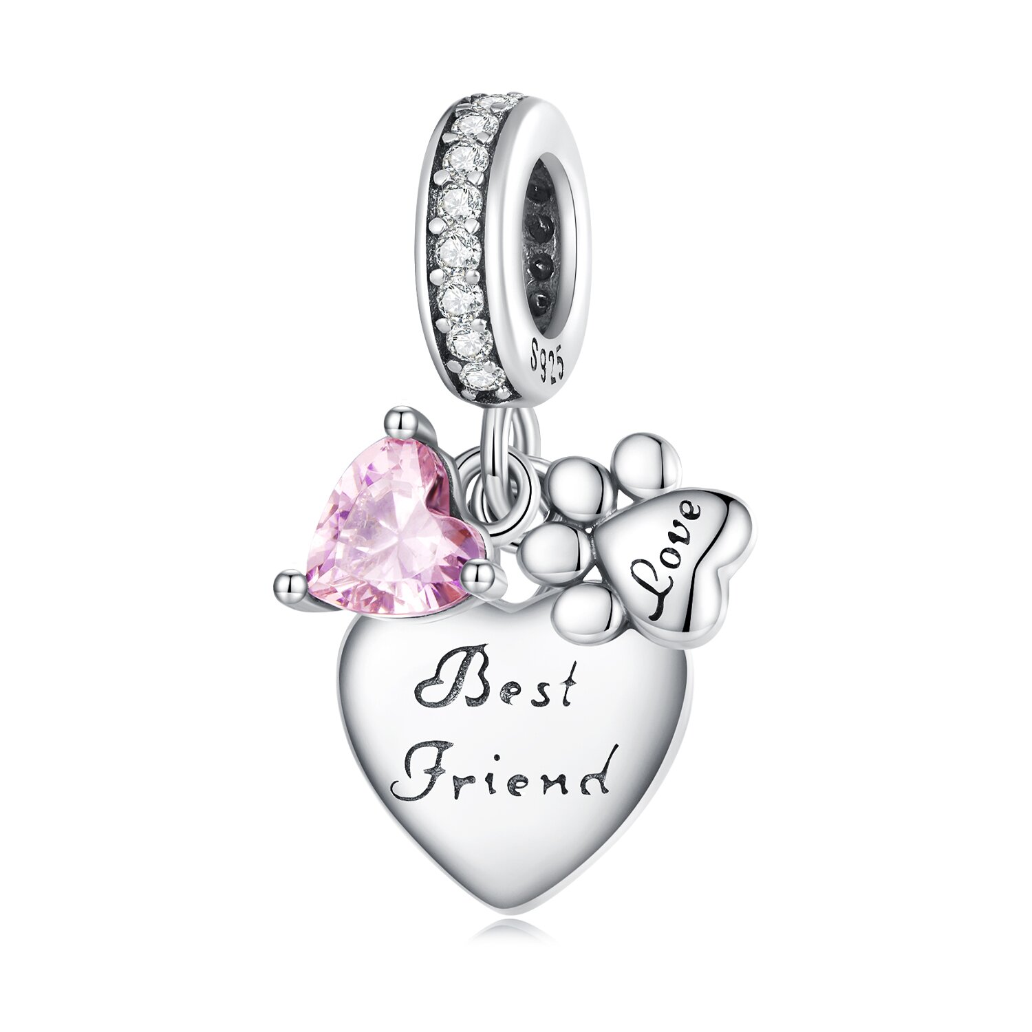 Talisman din argint Best Friend Pink Love image7