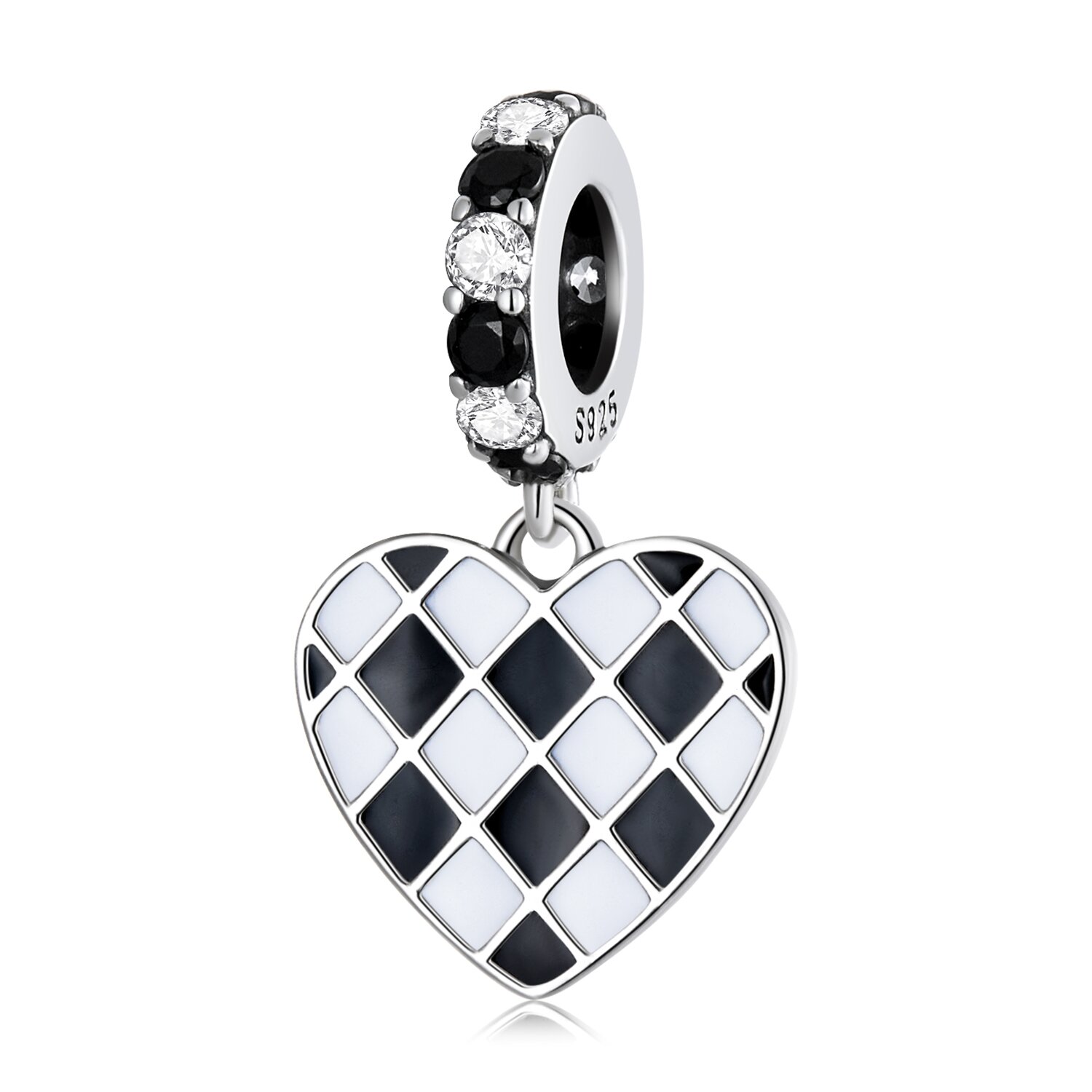 Talisman din argint black and white heart