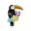 Talisman din argint Black Toucan with Flowers picture - 1