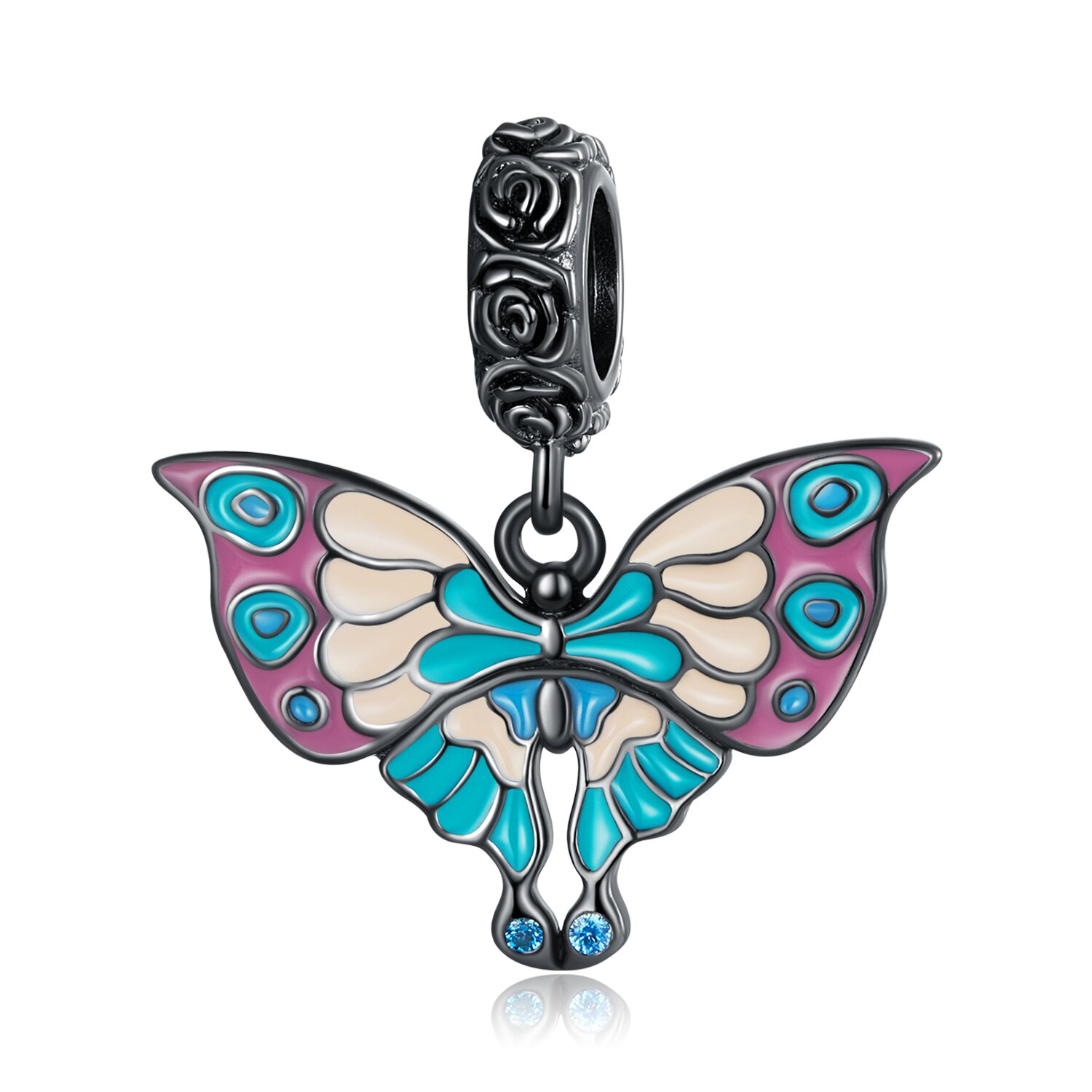 Talisman din argint black vintage butterfly