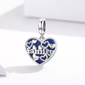 Talisman din argint Blue Family Heart