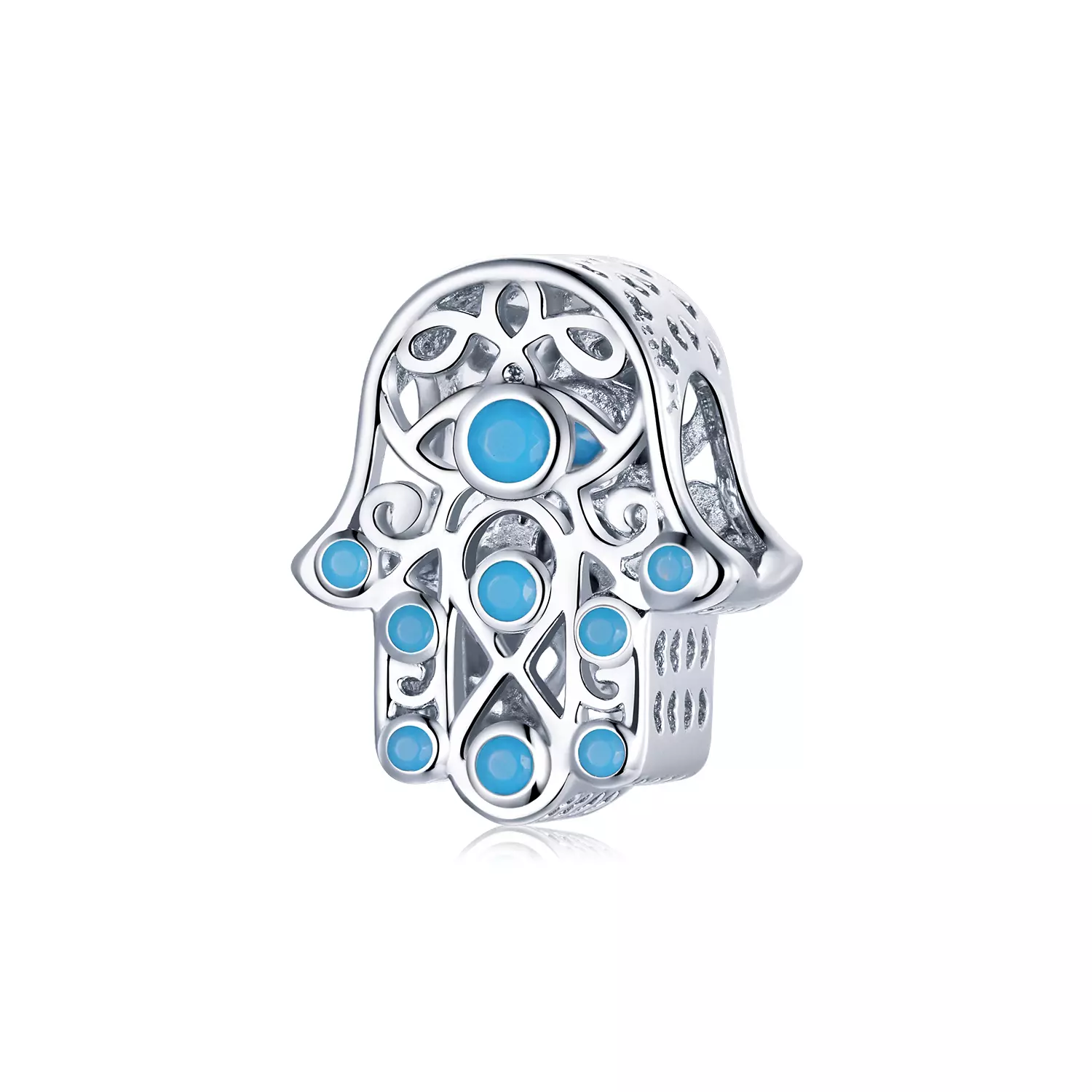 Talisman din argint Blue Fatima Hand