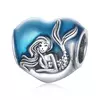 Talisman din argint Blue Heart with Mermaid