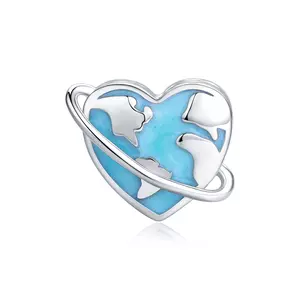 Talisman din argint Blue Planet Heart