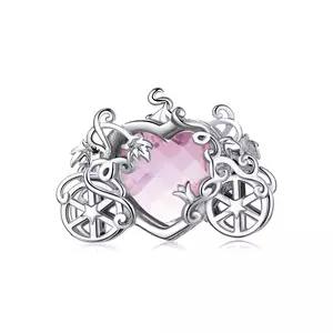 Talisman din argint Carriage Pink Heart