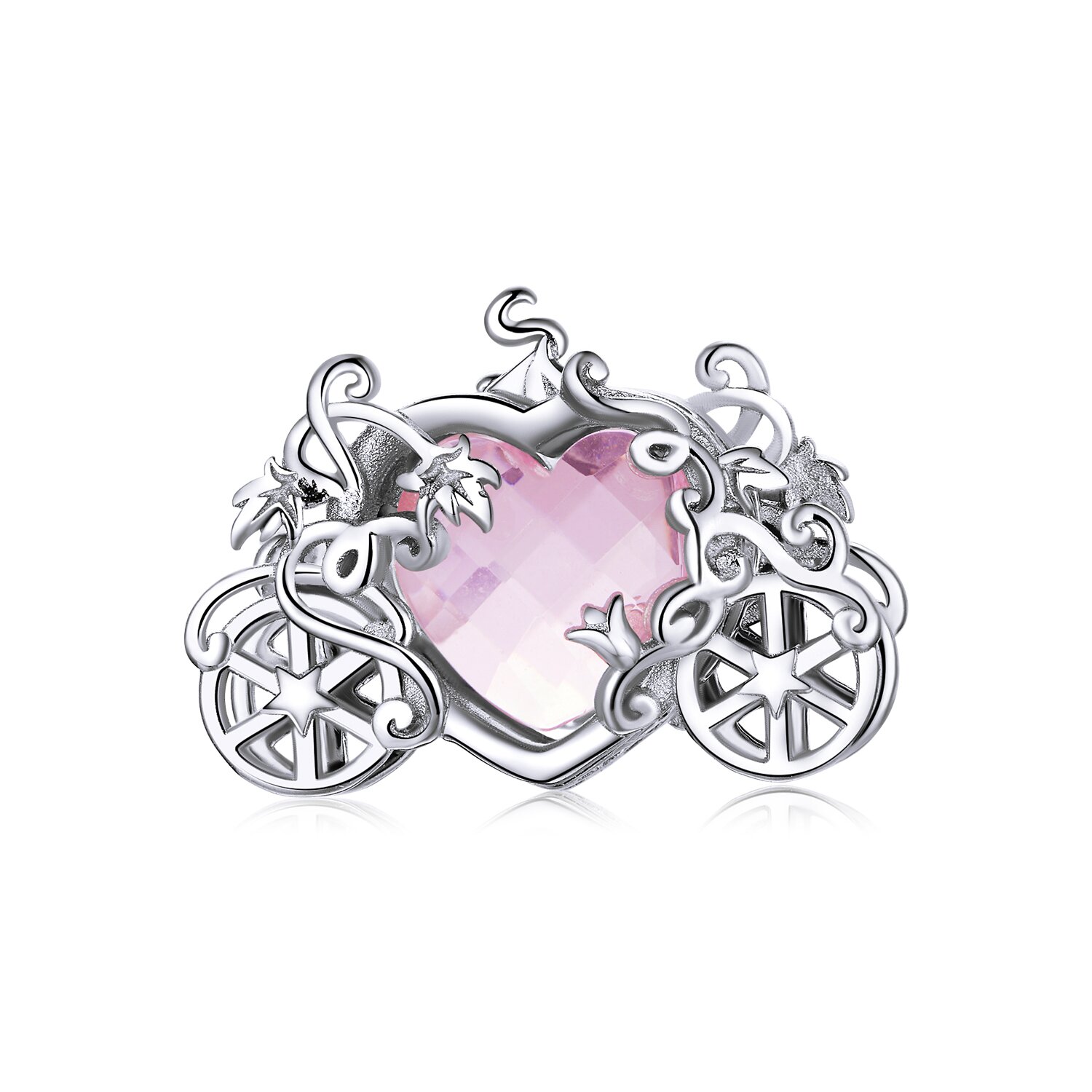Talisman din argint Carriage Pink Heart image4