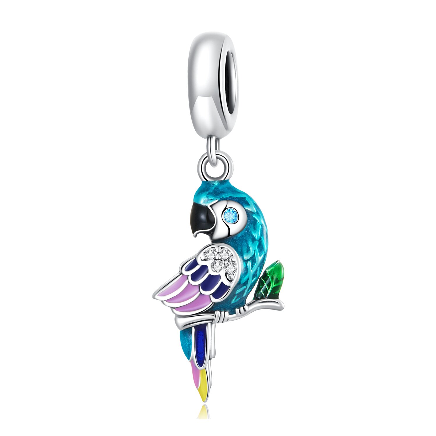 Talisman din argint colored parrot