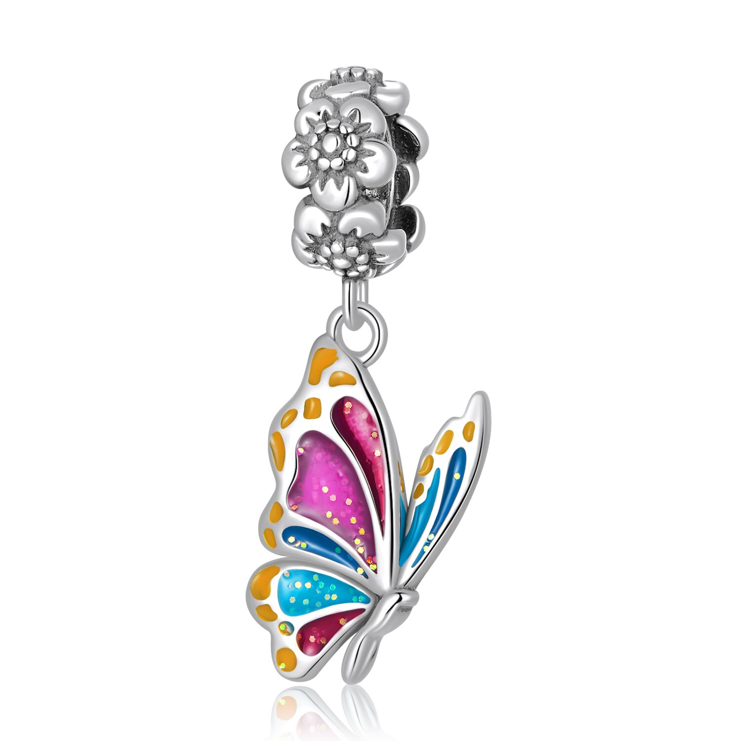 Talisman din argint colorful butterfly