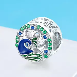 Talisman din argint Colorful Peacock