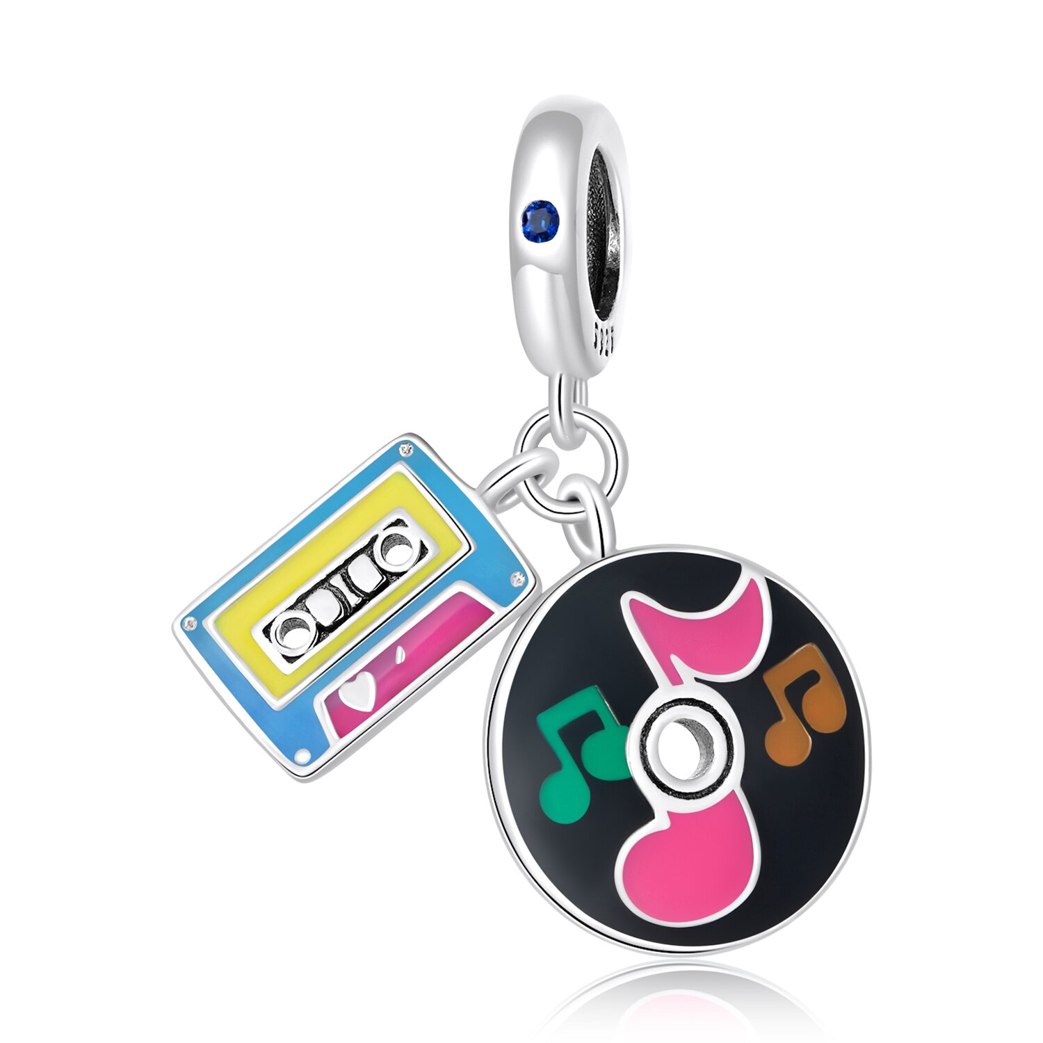 Talisman din argint colorful tape record