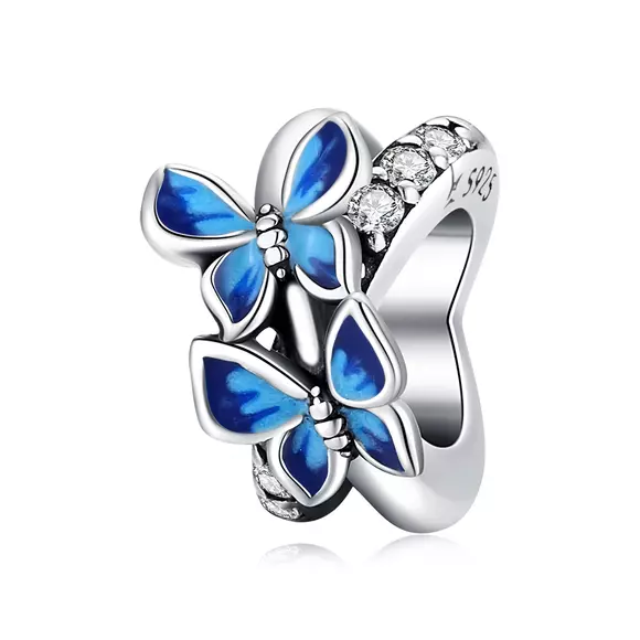 Talisman din argint Crystals Blue Butterflies