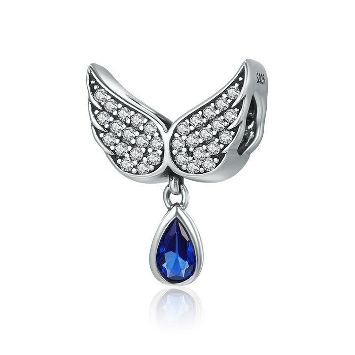 Talisman din argint cu Aripi si Cristal Albastru EdenBoutique