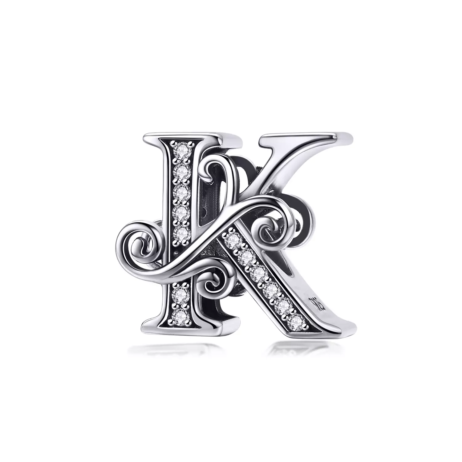 Talisman din argint cu Litera K din Poveste