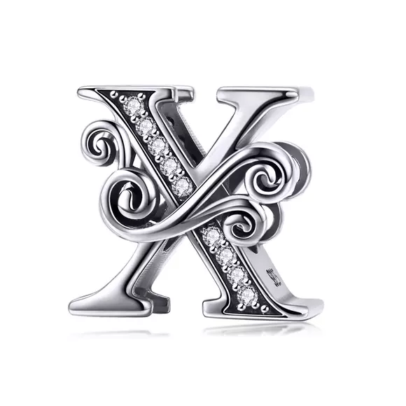 Talisman din argint cu Litera X din Poveste