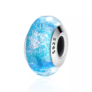 Talisman din argint cu sticla Blue Ice