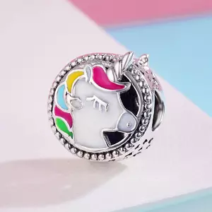 Talisman din argint cu Unicorn Colorat