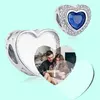 Talisman din argint Custom Photo Blue Heart picture - 4
