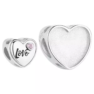 Talisman din argint Custom Photo Heart Love