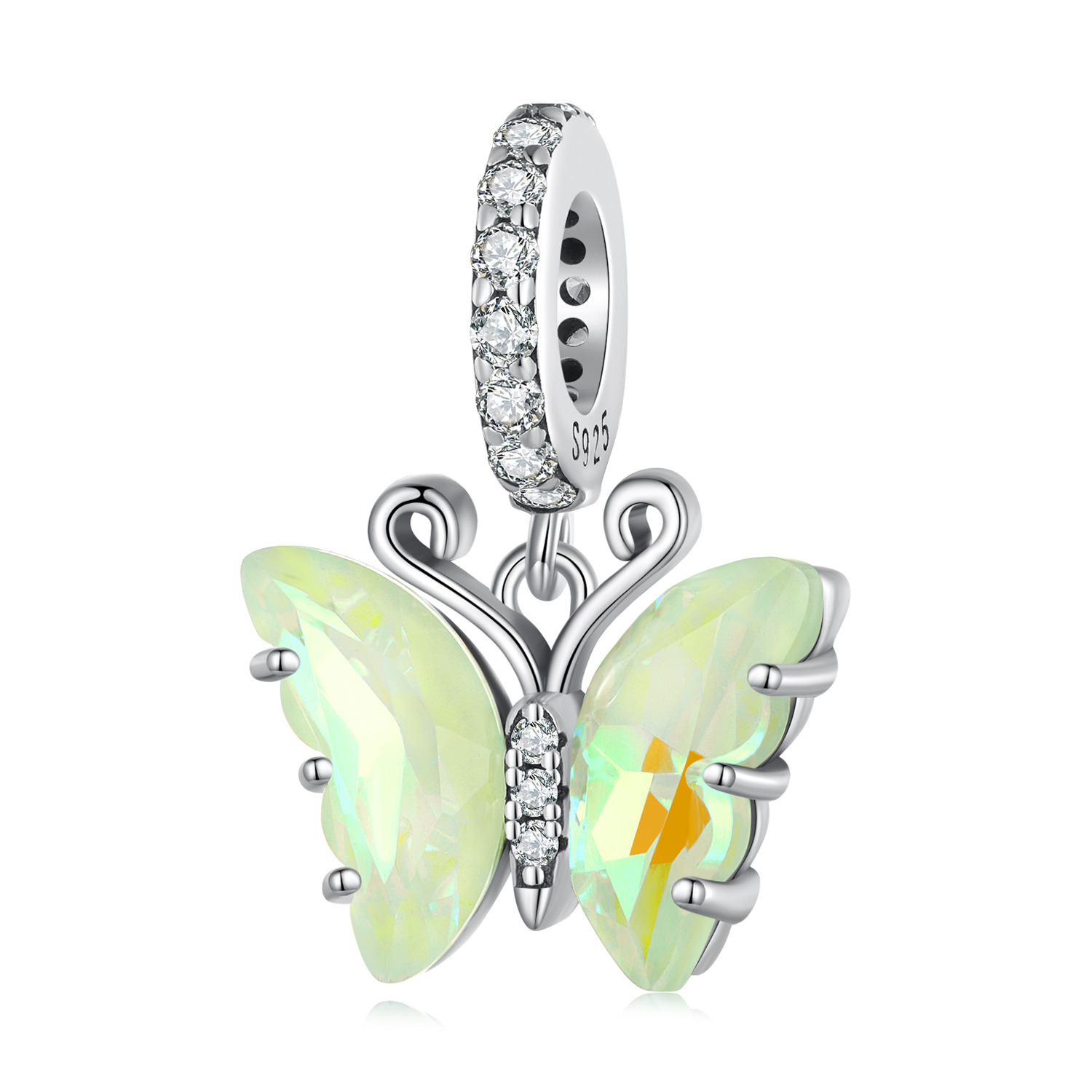 Talisman din argint Elegant Light Green Butterfly image2