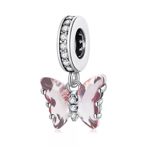 Talisman din argint Elegant Pink Butterfly