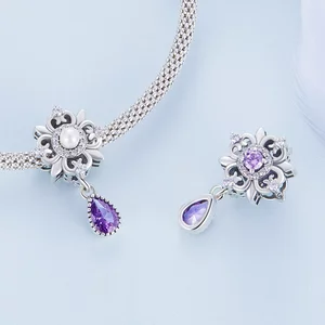 Talisman din argint Flower Purple Drop