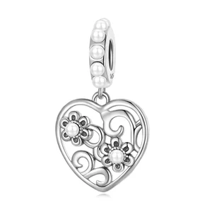 Talisman din argint Flowered Heart