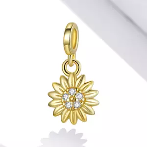 Talisman din argint Golden Crystal Sunflower