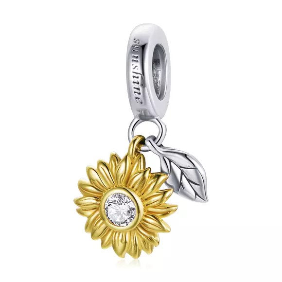 Talisman din argint Golden Sunshine Flower & Leaf