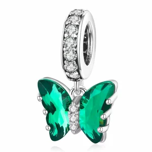 Talisman din argint Green Crystals Butterfly