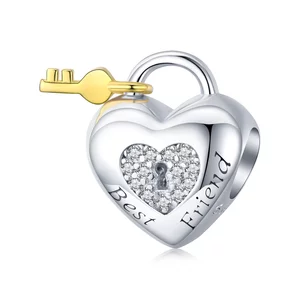 Talisman din argint Heart with Key for Best Friend