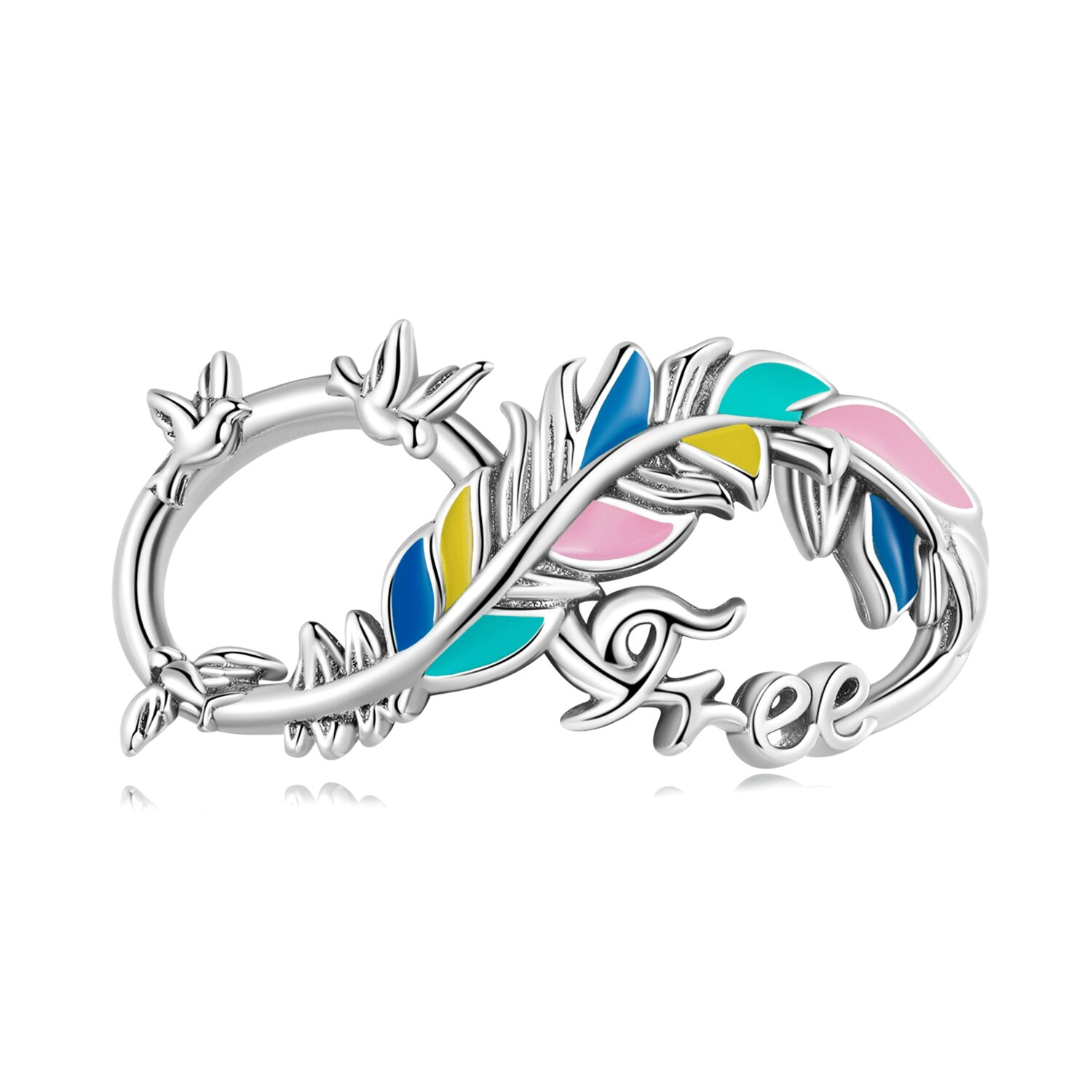 Talisman din argint infinity feather