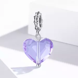 Talisman din argint Violet Translucent Heart